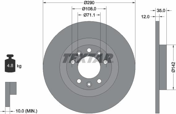 Textar 92267303 - Спирачен диск vvparts.bg