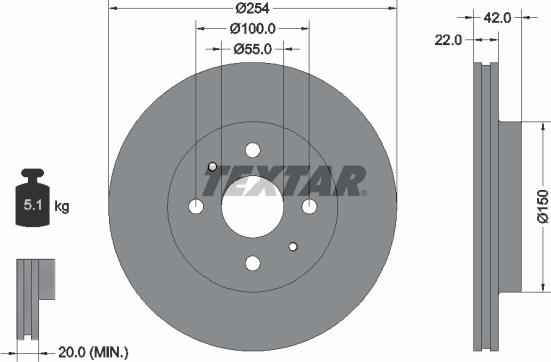 Textar 92204503 - Спирачен диск vvparts.bg