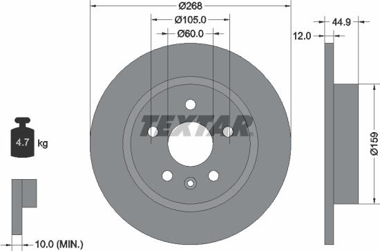 Textar 92205500 - Спирачен диск vvparts.bg