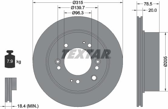 Textar 92205000 - Спирачен диск vvparts.bg