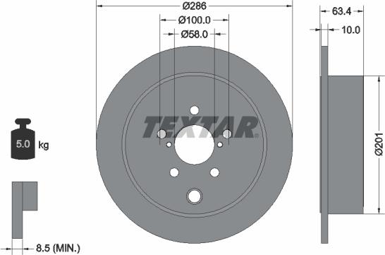 Textar 92200000 - Спирачен диск vvparts.bg