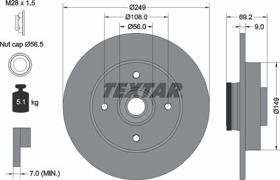 Textar 92202100 - Спирачен диск vvparts.bg