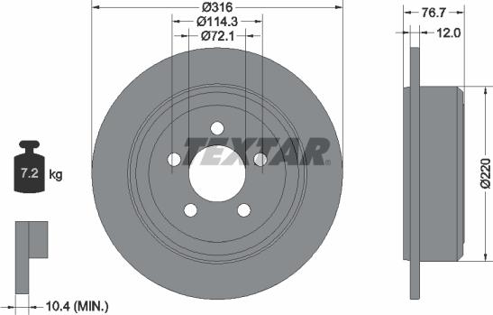 Textar 92202703 - Спирачен диск vvparts.bg