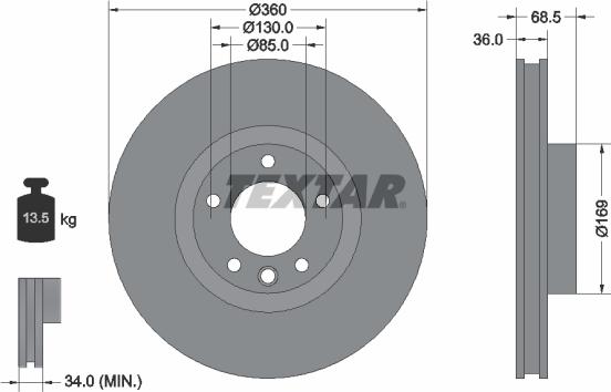 Textar 92219605 - Спирачен диск vvparts.bg