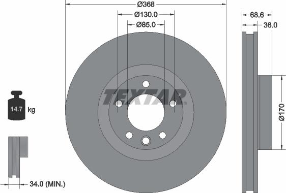 Textar 92213603 - Спирачен диск vvparts.bg