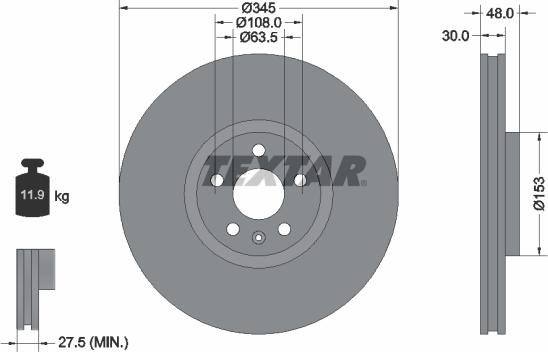 Textar 92289805 - Спирачен диск vvparts.bg