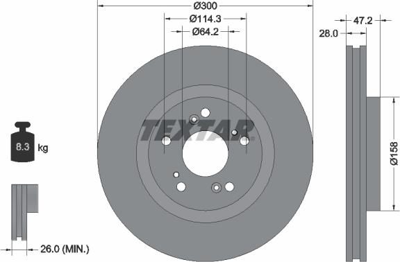 Textar 92284603 - Спирачен диск vvparts.bg