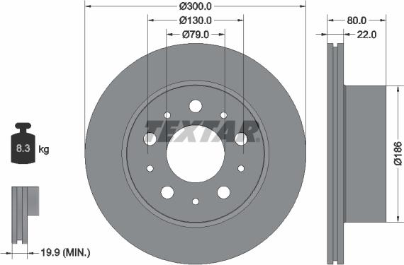 Textar 92284303 - Спирачен диск vvparts.bg