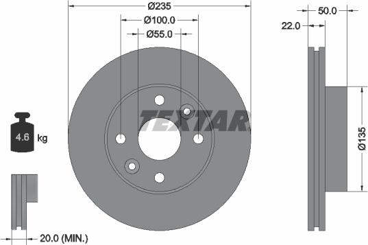 Textar 92288203 - Спирачен диск vvparts.bg