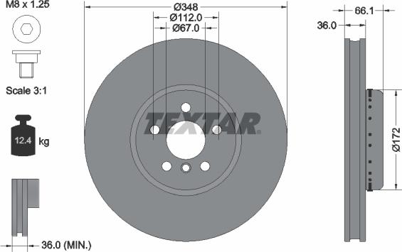 Textar 92288725 - Спирачен диск vvparts.bg