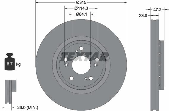 Textar 92283303 - Спирачен диск vvparts.bg