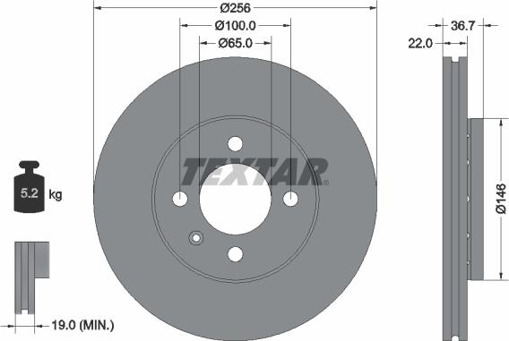 Textar 92287003 - Спирачен диск vvparts.bg