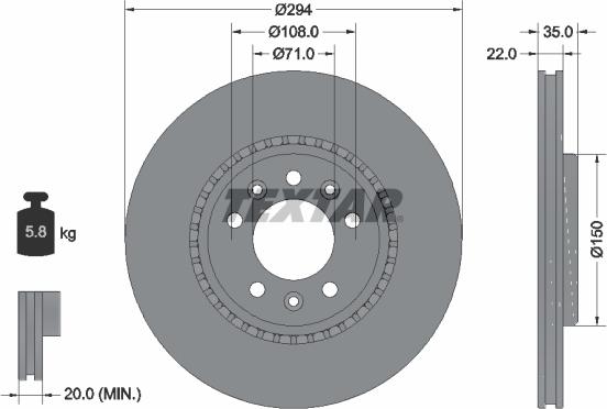 Textar 92287103 - Спирачен диск vvparts.bg