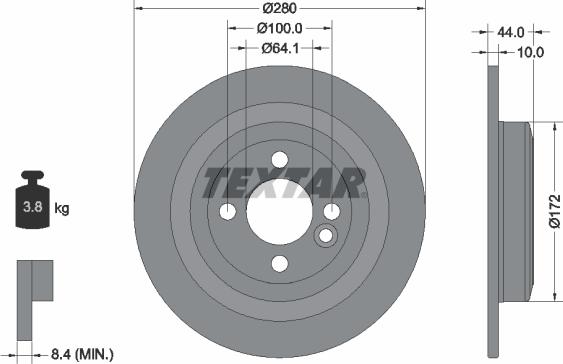 Textar 92234003 - Спирачен диск vvparts.bg