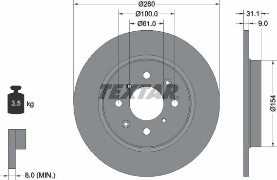 Textar 92234203 - Спирачен диск vvparts.bg