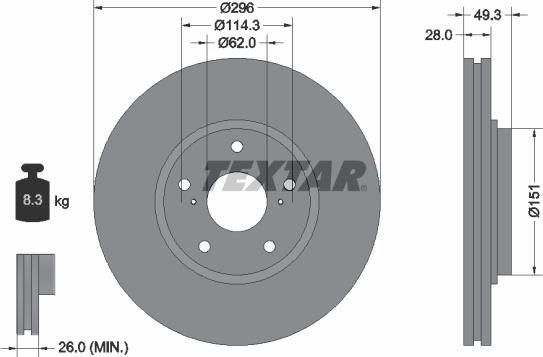 Textar 92235200 - Спирачен диск vvparts.bg