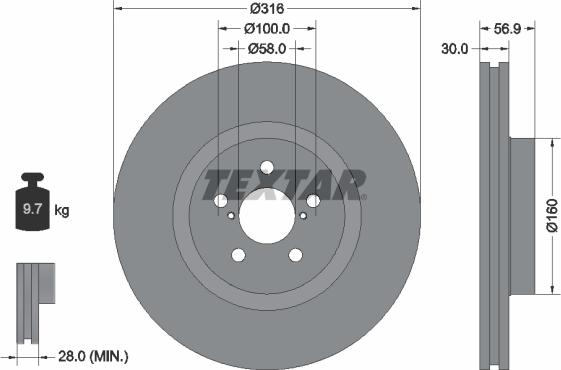 Textar 92236503 - Спирачен диск vvparts.bg