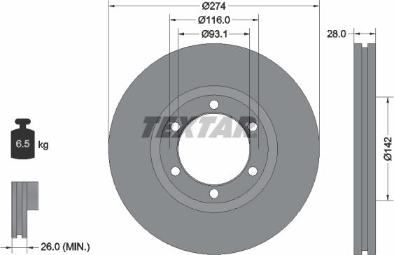 Textar 92236200 - Спирачен диск vvparts.bg