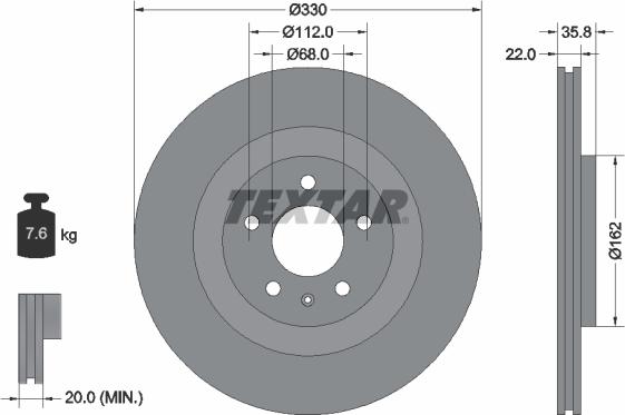 Textar 92238305 - Спирачен диск vvparts.bg