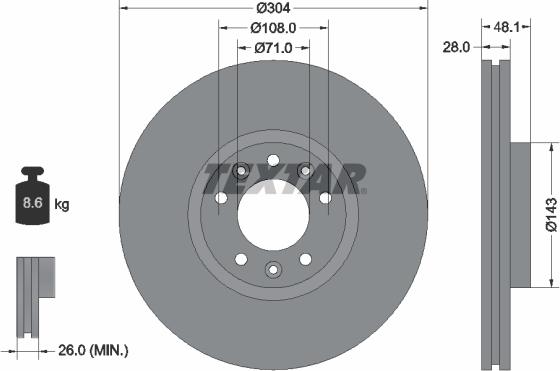 Textar 92232303 - Спирачен диск vvparts.bg