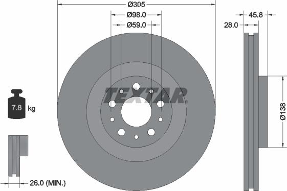 Textar 92237600 - Спирачен диск vvparts.bg