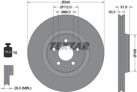 Textar 92229205 - Спирачен диск vvparts.bg