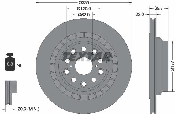 Textar 92224503 - Спирачен диск vvparts.bg