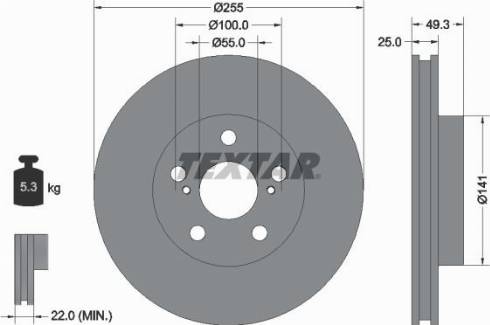 Textar 92225000 - Спирачен диск vvparts.bg