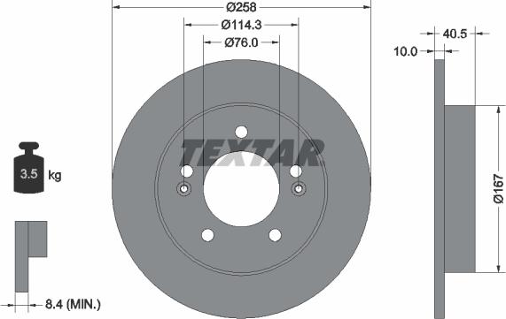 Textar 92226103 - Спирачен диск vvparts.bg