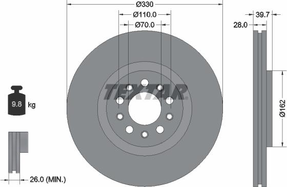 Textar 92220900 - Спирачен диск vvparts.bg