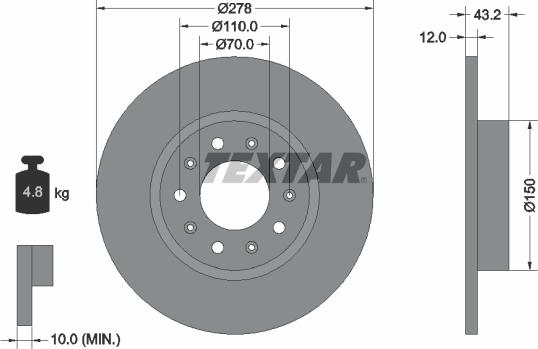 Textar 92221000 - Спирачен диск vvparts.bg