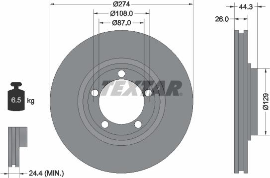 Textar 92221803 - Спирачен диск vvparts.bg