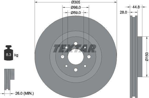 Textar 92228503 - Спирачен диск vvparts.bg