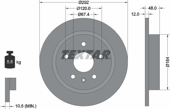 Textar 92222903 - Спирачен диск vvparts.bg