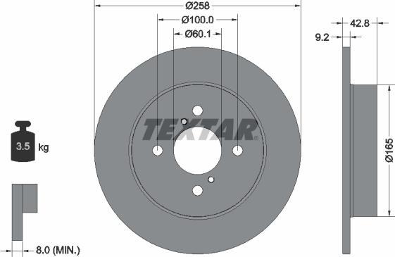 Textar 92227903 - Спирачен диск vvparts.bg