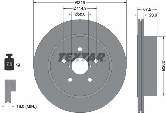 Textar 92227803 - Спирачен диск vvparts.bg