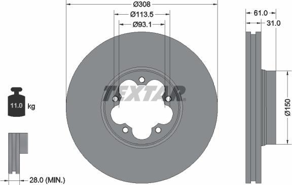 Textar 92274303 - Спирачен диск vvparts.bg