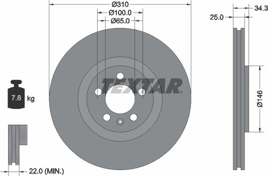 Textar 92275905 - Спирачен диск vvparts.bg