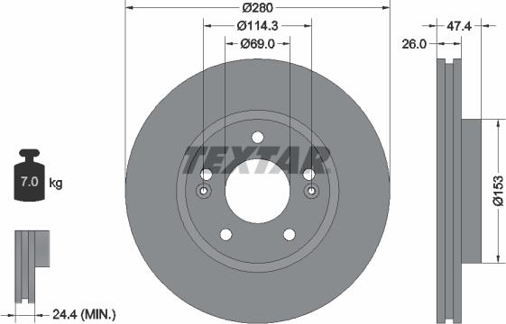 Textar 92271403 - Спирачен диск vvparts.bg