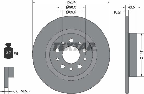 Textar 92271703 - Спирачен диск vvparts.bg