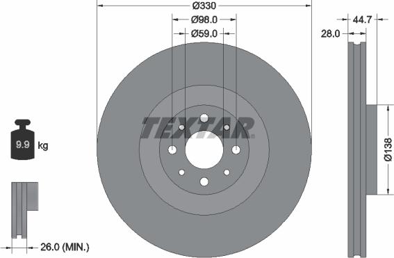 Textar 92272403 - Спирачен диск vvparts.bg