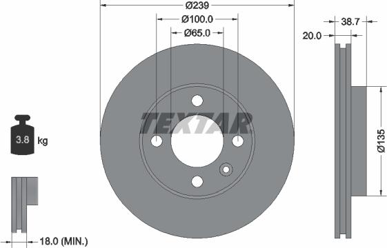 Textar 92012103 - Спирачен диск vvparts.bg