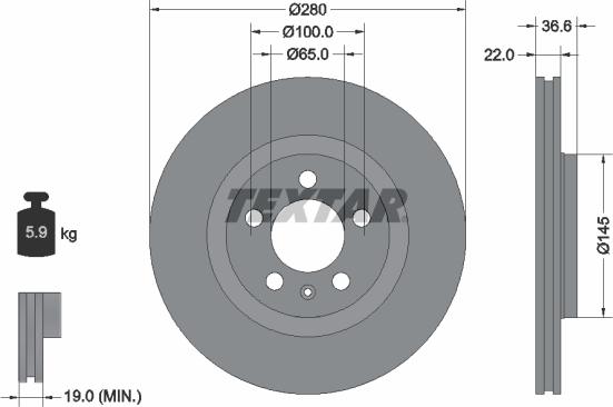 Textar 92082305 - Спирачен диск vvparts.bg