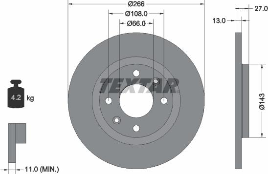 Textar 92089103 - Спирачен диск vvparts.bg