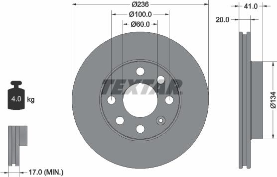 Textar 92029603 - Спирачен диск vvparts.bg