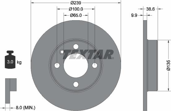 Textar 92009300 - Спирачен диск vvparts.bg