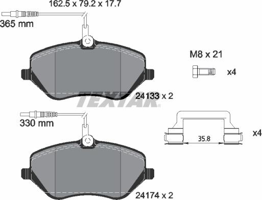 Textar 89008600 - Спирачен комплект, дискови спирачки vvparts.bg