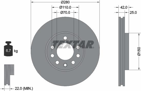 Textar 92091900 - Спирачен диск vvparts.bg