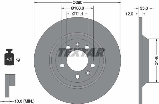 Textar 92129603 - Спирачен диск vvparts.bg