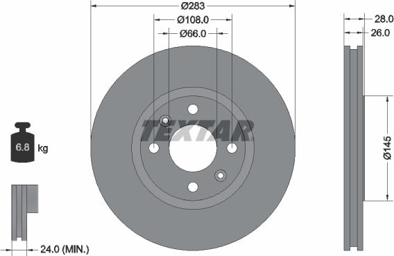 Textar 92078703 - Спирачен диск vvparts.bg